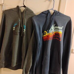 Pair Marmot Men’s Hooded Sweatshirt Hoody Size M Dark Grey and Blue